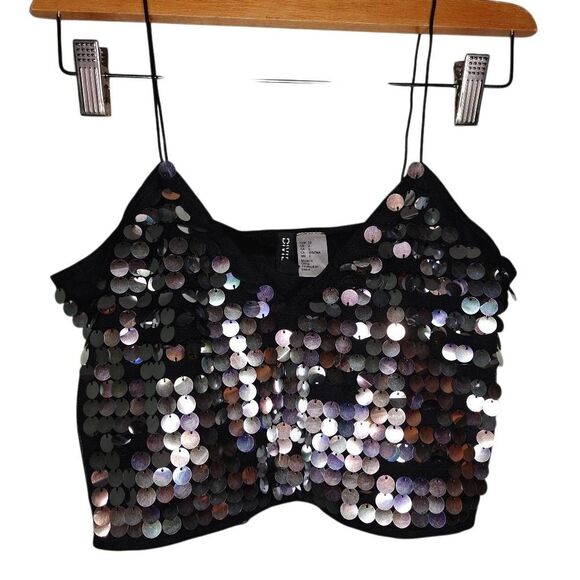 Divided Tops - Divided Sequin Crop Top